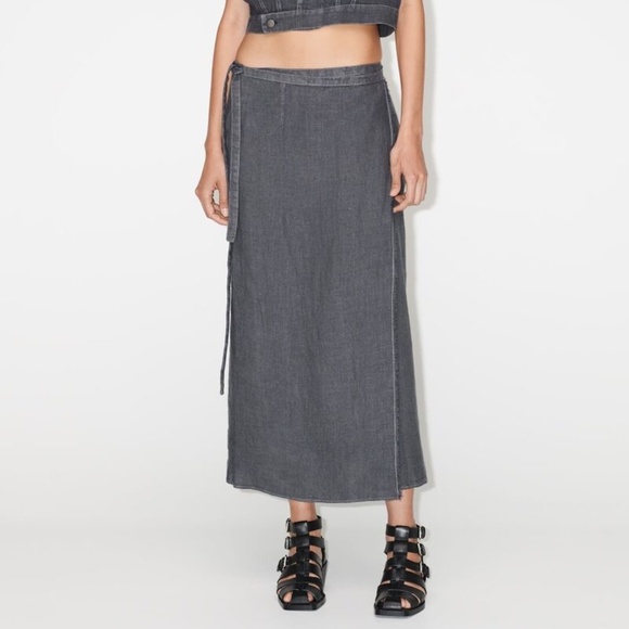 Zara 100% Linen Wrap Skirt. Size XL NWT - Picture 2 of 4